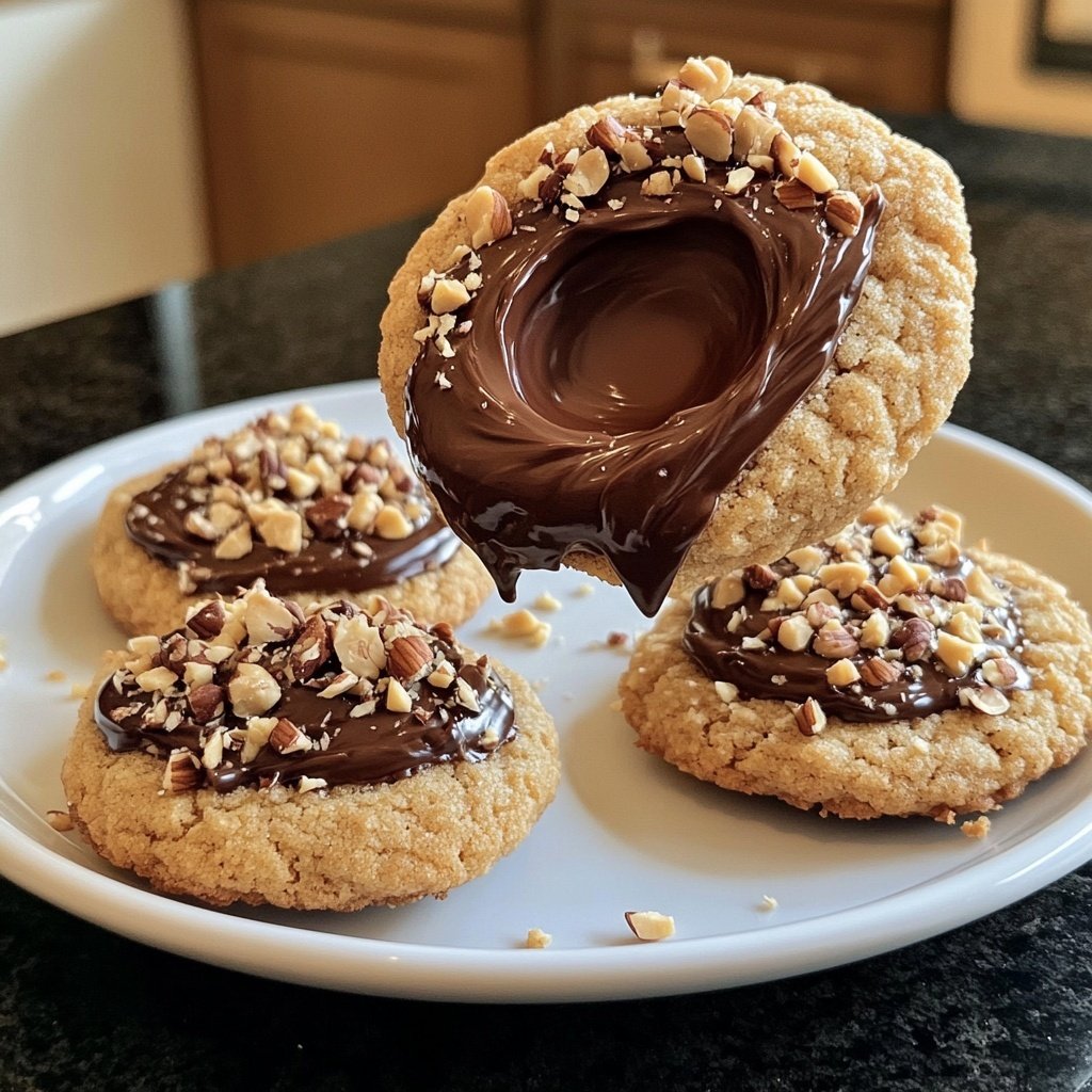 Hazelnut Thumbprint Cookies with Silky Ganache