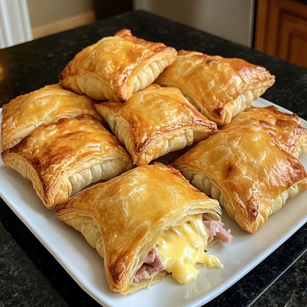 Ham and Cheese Puff Pastry Pockets