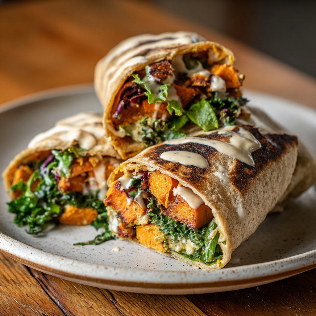 Healthy Lunch Roasted Sweet Potato Wraps
