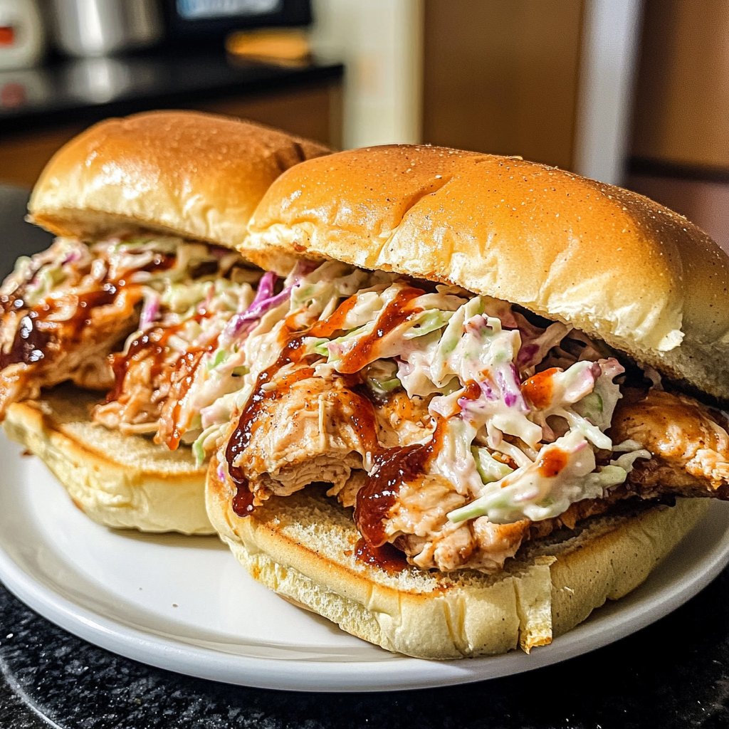Spicy Crockpot BBQ Chicken Sandwiches
