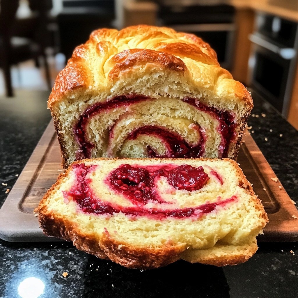 Raspberry Swirl Brioche Loaf Recipe for Breakfast or Dessert