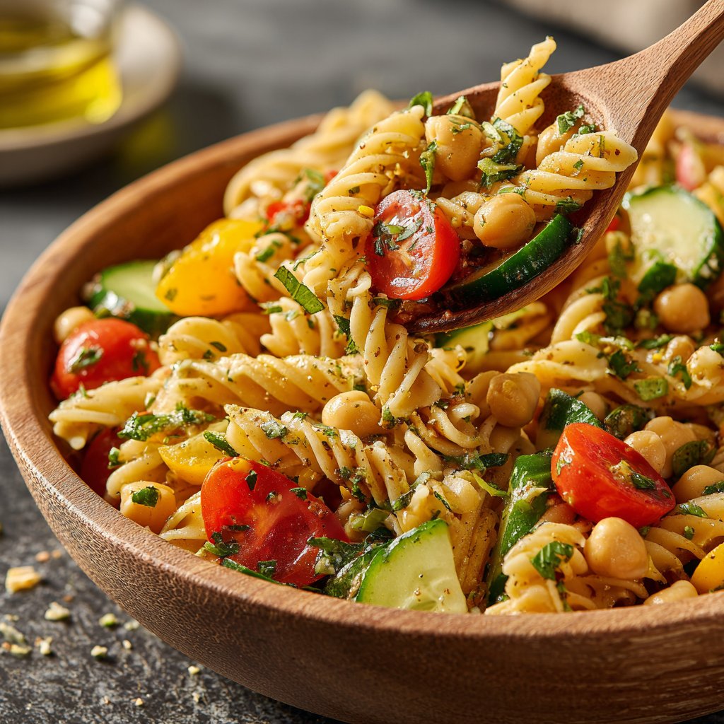 Healthy Lunch Lemon Chickpea Pasta Salad