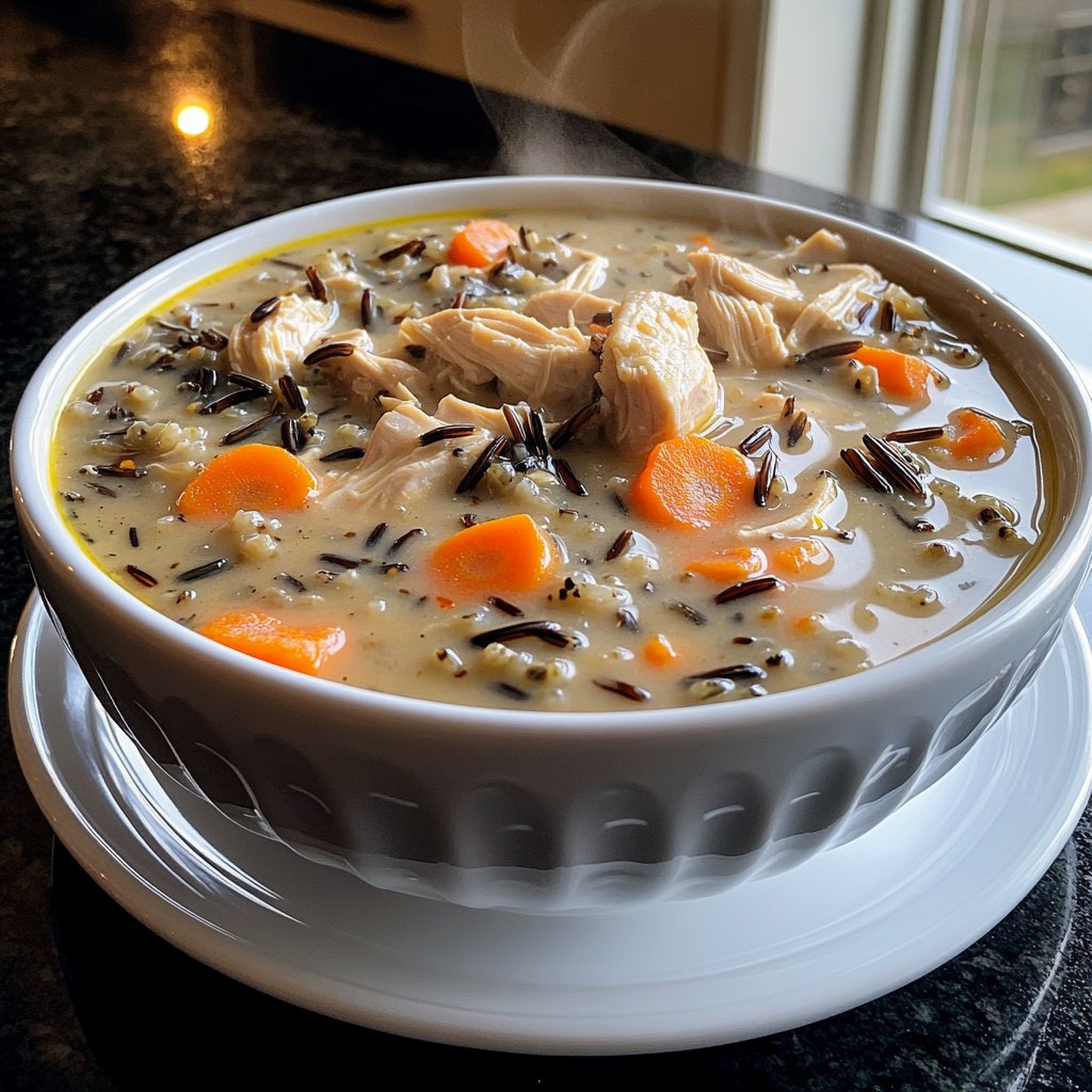 Healthy Crockpot Chicken and Wild Rice Soup