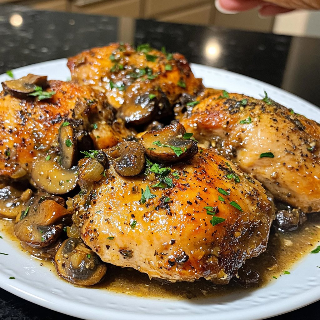 Healthy Crockpot Chicken with Mushrooms