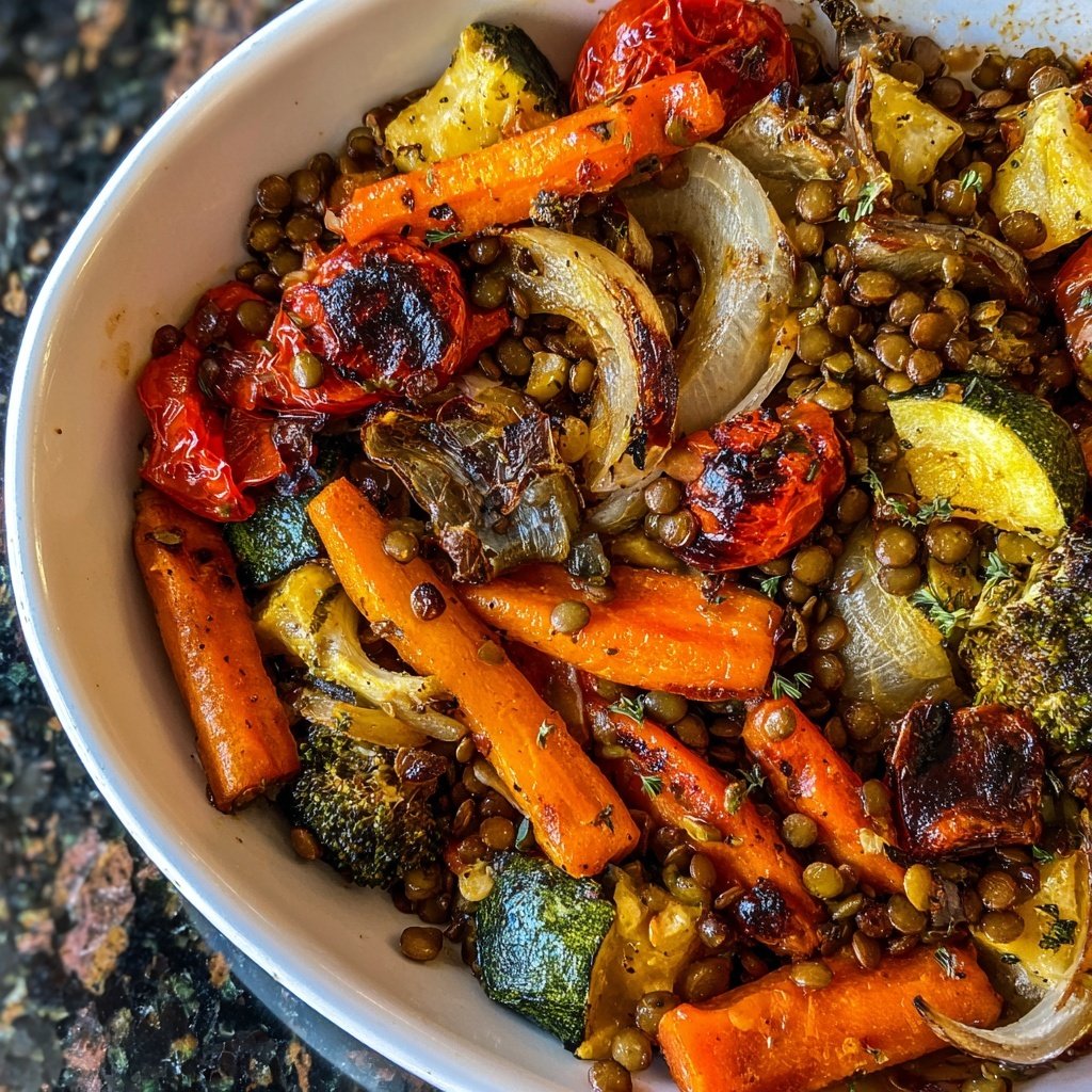 Roasted Veggie Lentil Skillet